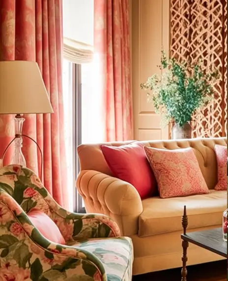 Roman blinds combined with sheer curtains for layered window treatment
