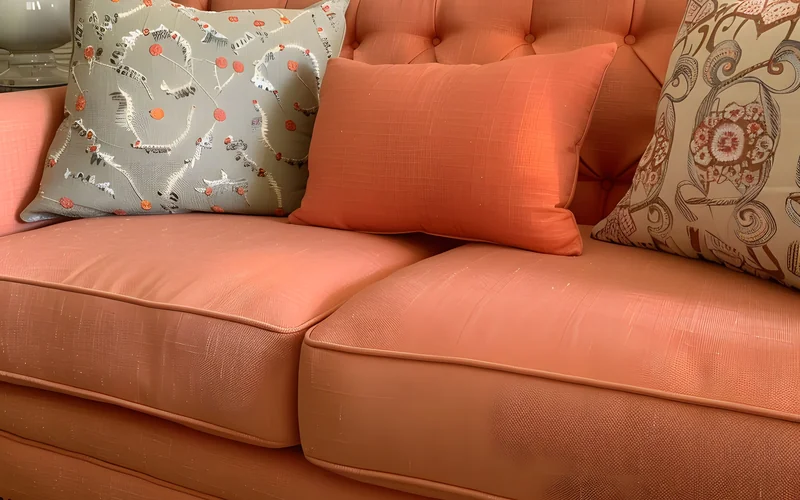 Reupholstered sofa fabric detail Chennai - Vishvesh Textiles